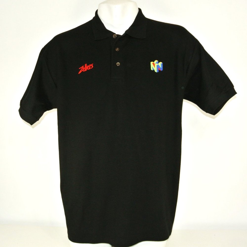 ZELLERS Nintendo 64 Video Game Vintage Employee Uniform Shirt Black Size L